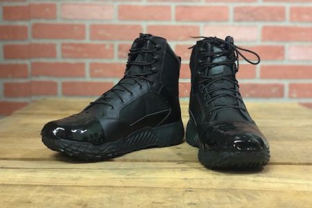 Black Tuff Toe applied to black police boots for protection.
